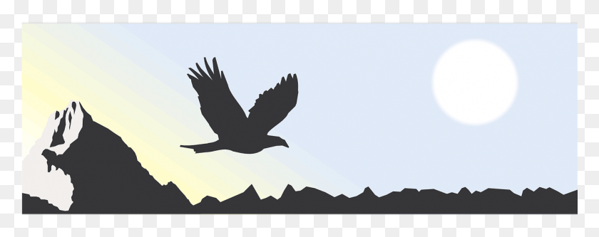 1281x449 Gora Siluet, Flying, Bird, Animal Hd Png
