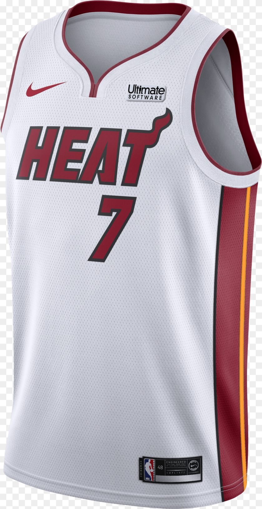 1032x2001 Goran Dragic Nike Miami Heat Home Swingman Jersey White White Miami Heat Jerseys, Clothing, Shirt, Person PNG