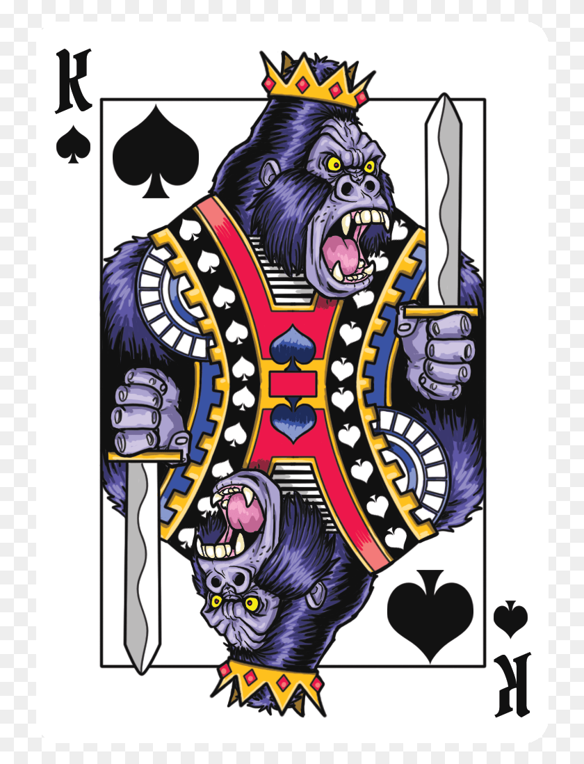 738x1038 Gorilla Deck Playing Cards Illustration, Poster, Advertisement, Doodle Descargar Hd Png