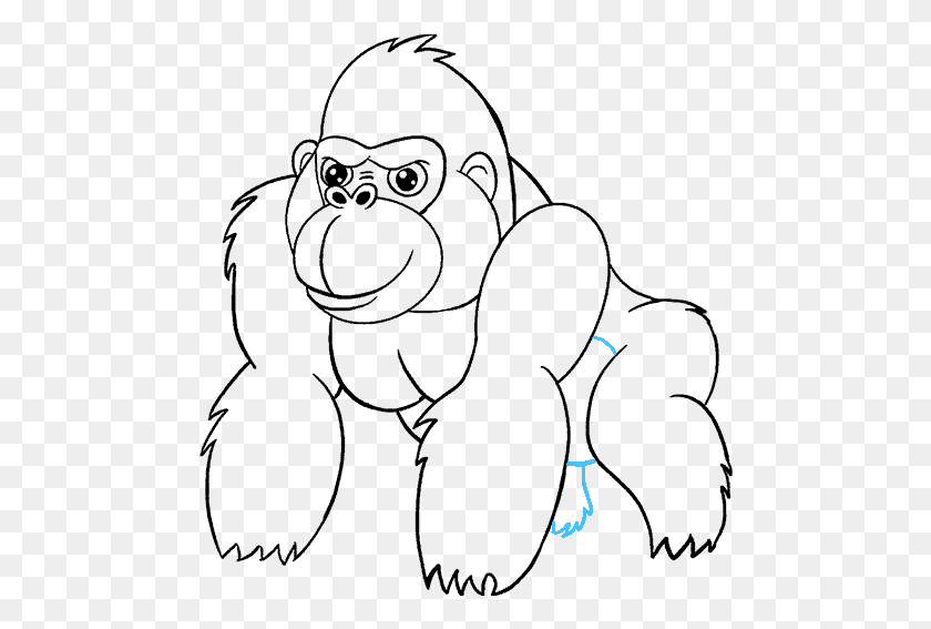 482x507 Gorilla Outline How To Draw A Cartoon Gorilla In A Dibujo Lapiz Gorila De, Kneeling, Person HD PNG Download
