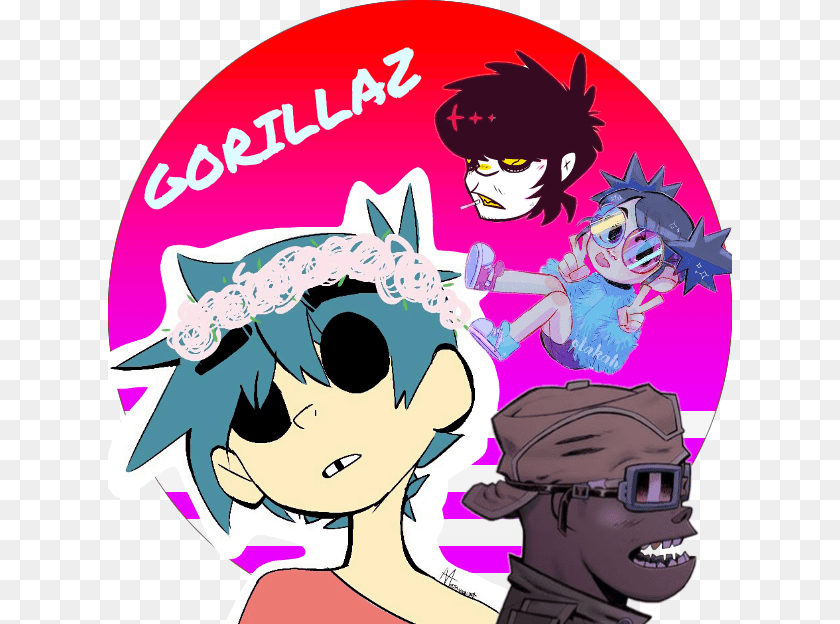 Gorillaz Aesthetic Sticker 2 D Anime Gorillaz, Book, Comics, Publication, Baby Clipart PNG