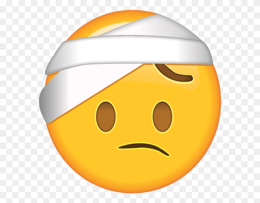 591x595 Got A Bad Headache Or Did You Get Hurt In An Accident Head Bandage Emoji, Helmet, Clothing, Apparel HD PNG Download