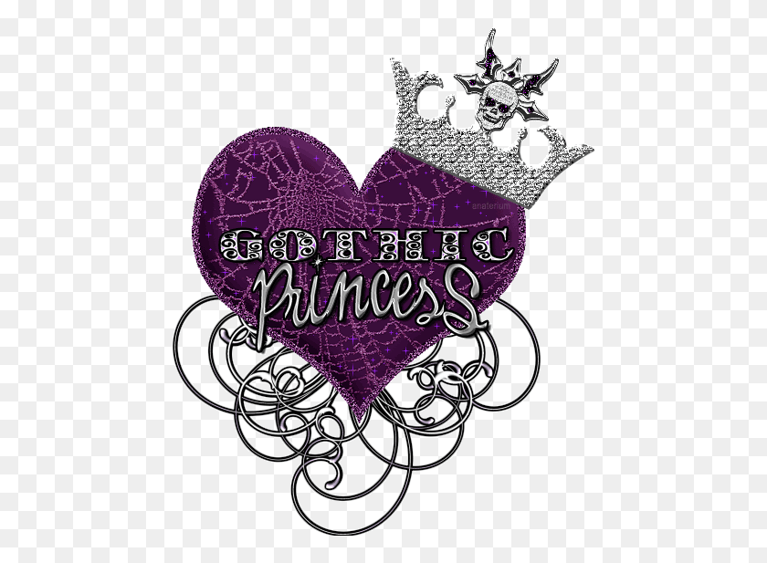 462x557 Готическая Готическая Принцесса Сердце Черепа Корона Паутина Логотип Готической Принцессы, Фиолетовый, Узор, Вышивка Png Скачать