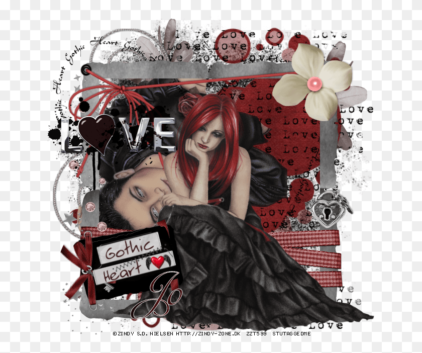 651x642 Gothic Hearts By Stu Girl, Person, Human, Collage HD PNG Download