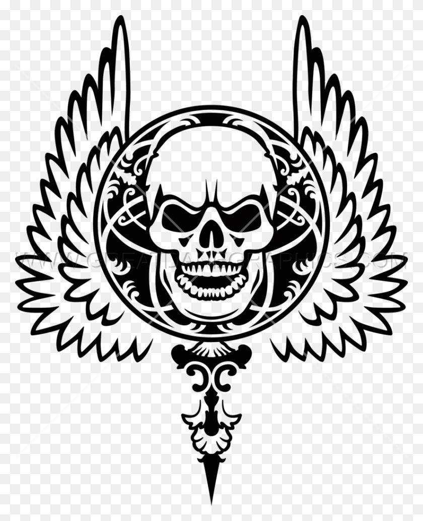 825x1030 Gothic Skull Production Ready Artwork For T Skull, Symbol, Emblem, Ornament HD PNG Download