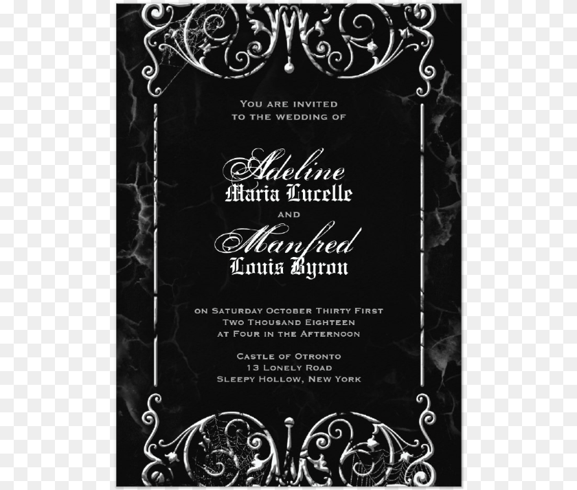514x713 Gothic Victorian Black Amp White Halloween Wedding Invitation Red Black Wedding Invitation, Advertisement, Poster, Blackboard, Text Transparent PNG