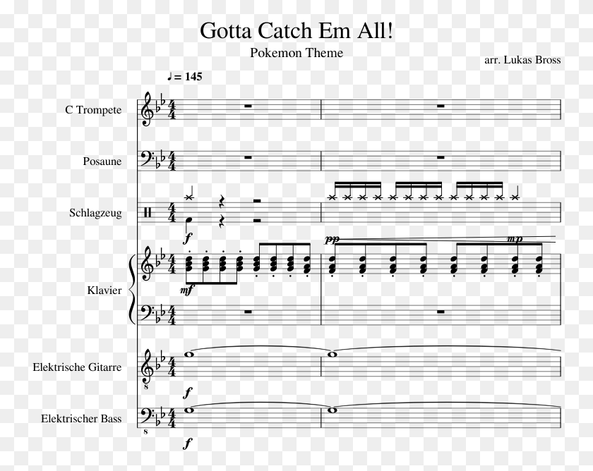 750x608 Gotta Catch Em All Sheet Music Composed By Arr Pokemon Theme Gotta Catch Em All Trumpet Sheet Music, Gray, World Of Warcraft HD PNG Download