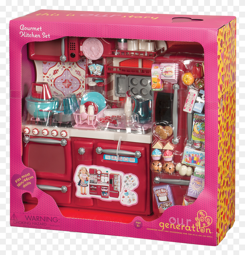 897x939 Gourmet Kitchen Red Package View Our Generation Dolls Kitchen, Fire Truck, Truck, Vehicle HD PNG Download