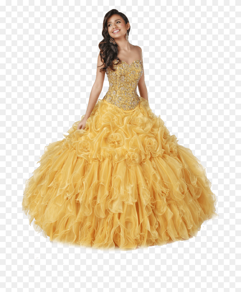 692x954 Gown Clipart Yellow Dress Disney Princess Quinceanera, Clothing, Apparel, Female HD PNG Download