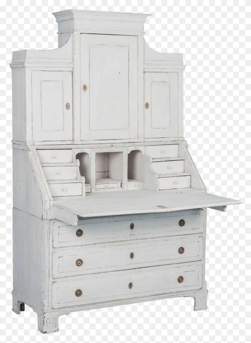 1365x1899 Graceful Swedish Antique Secretary With White Chalk Dresser, Furniture, Cupboard, Closet HD PNG Download