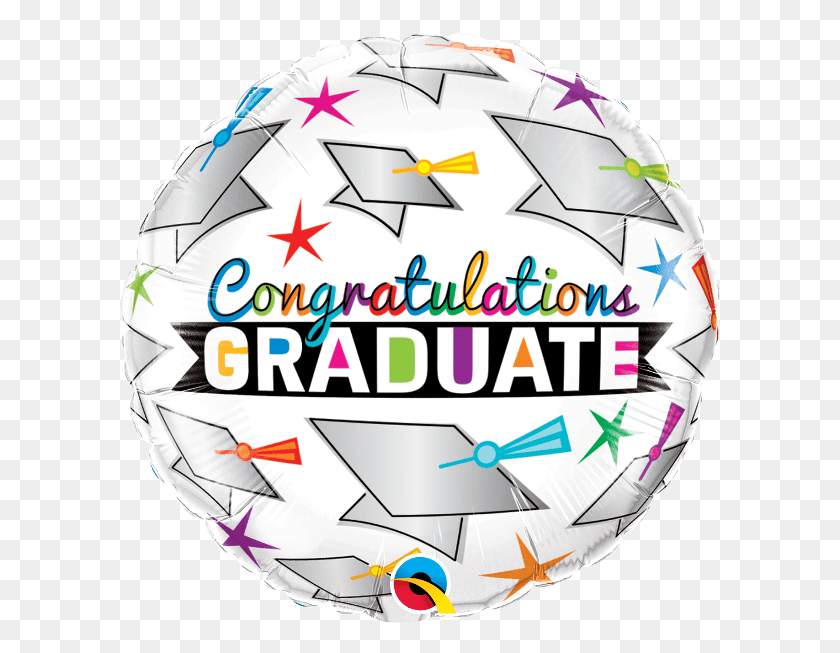 601x593 Grad Cap Amp Stars 18 Foil Balloon Congratulations Graduate, Ball, Sphere, Helmet HD PNG Download