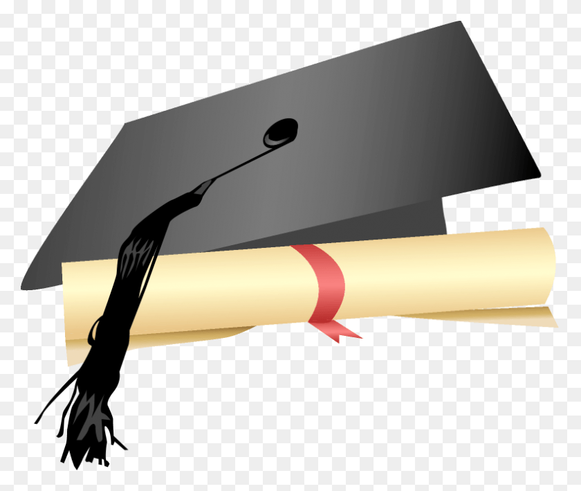 792x659 Graduation Cap And Diploma Cap And Gown, Leisure Activities, Hammer, Tool HD PNG Download