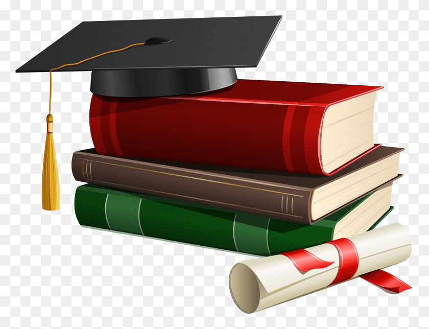 3774x2828 Graduation Cap Books And Diploma Clipart Graduation Cap With Books, Text, Dynamite, Bomb HD PNG Download