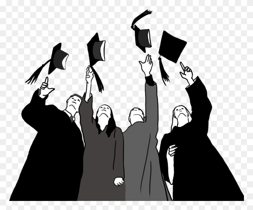 887x723 Graduation Clipart Black And White Graduation Black And White Clipart, Person, Human, Stencil HD PNG Download