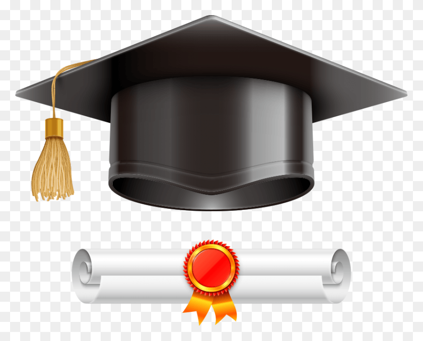 833x661 Graduation Hat And Scroll, Graduation, Label, Text HD PNG Download