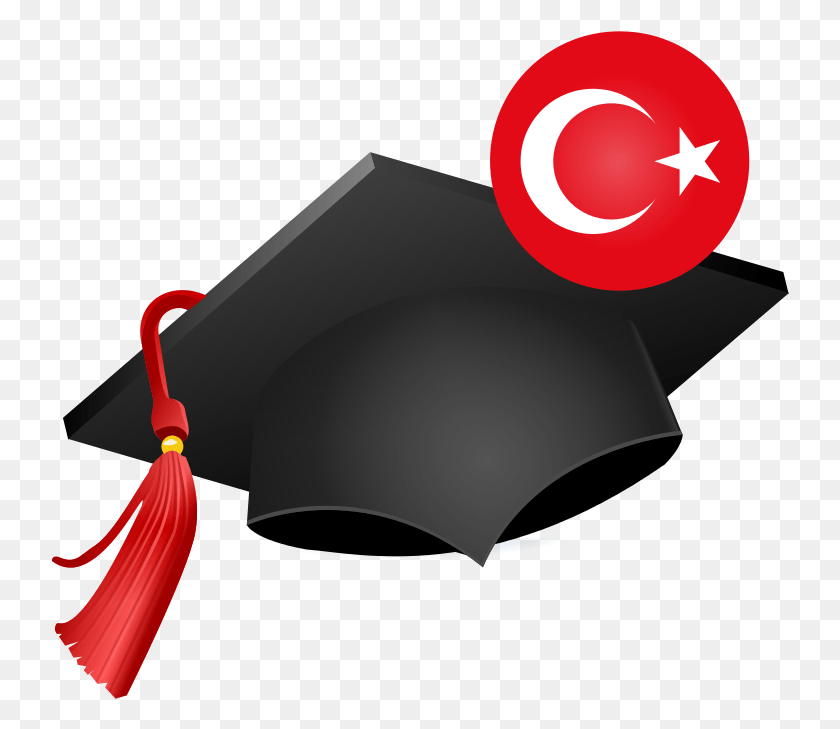 740x669 Descargar Png Sombrero De Graduación Con Bandera Turca Logotipo De Educación 3D, Lámpara, Texto, Graduación Hd Png