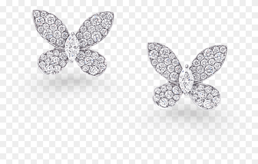 1411x861 Graff Pav Butterfly Diamond Stud Earrings With Central Lycaena, Jewelry, Accessories, Accessory HD PNG Download