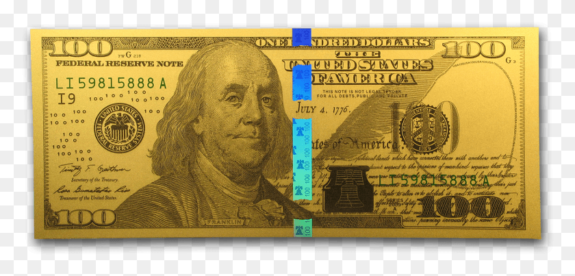 1468x646 Gram Gold Note New 100 Us Dollar, Person, Human, Money HD PNG Download