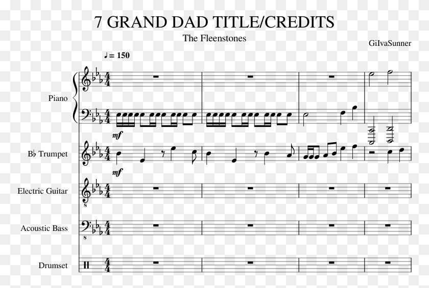 773x505 Grand Dad Title Theme Amp Ending For Jazz Band Final Fantasy Treasure Sleeping In The Sand Sheet Music, Gray, World Of Warcraft HD PNG Download