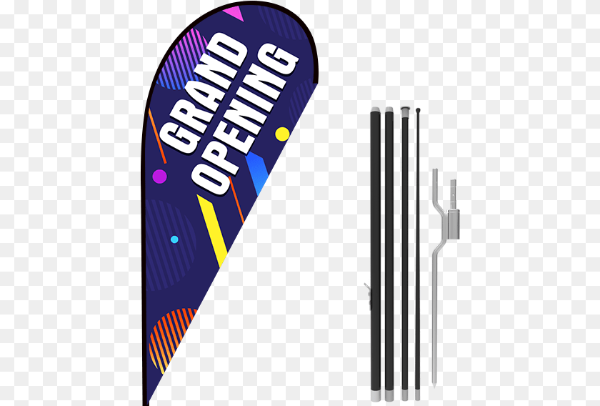 448x568 Grand Opening Stock Teardrop Flag With Ground Stake Skateboarding, Cutlery, Fork, Electrical Device, Microphone Sticker PNG