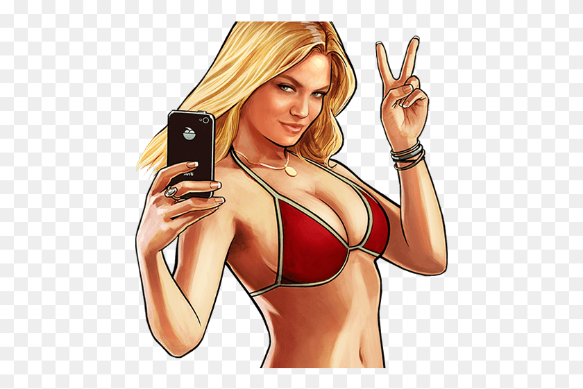 451x501 Grand Theft Auto V Gta Girl, Mobile Phone, Phone, Electronics HD PNG Download