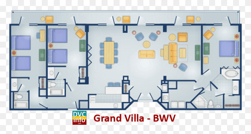 800x401 Grand Villa Floor Plan Boardwalk Grand Villa Wdw, Floor Plan, Diagram, Plot HD PNG Download