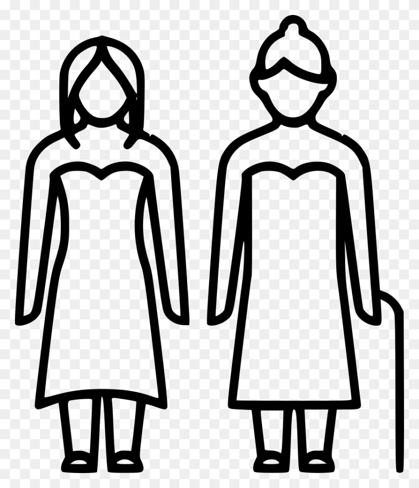 832x980 Grandma Daughter Drawing Of Mom And Baby, Dress, Clothing, Apparel HD PNG Download