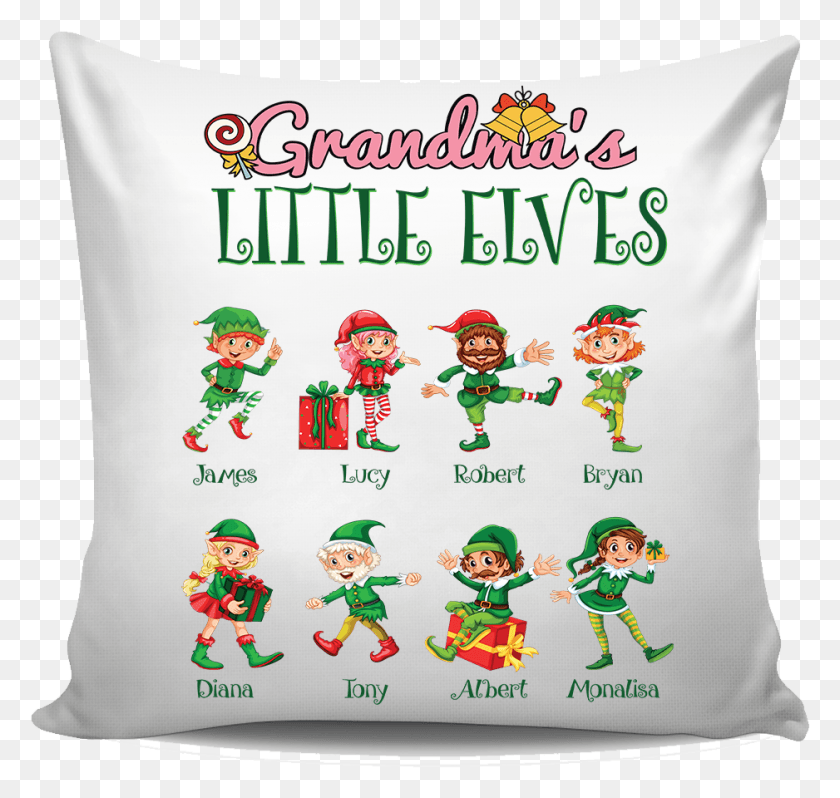 938x888 Grandma Nana Little Elves Personalized Pillow Cover Cushion, Text, Person, Human HD PNG Download
