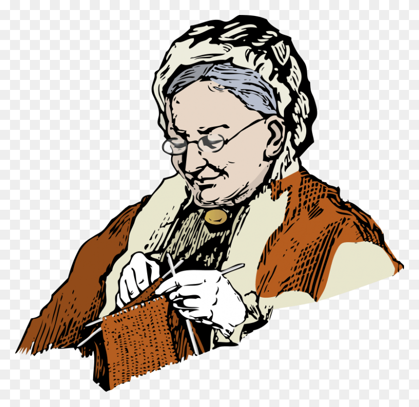 800x775 Grandmother Knitting Clipart Grandmother Art, Person, Human, Crowd HD PNG Download