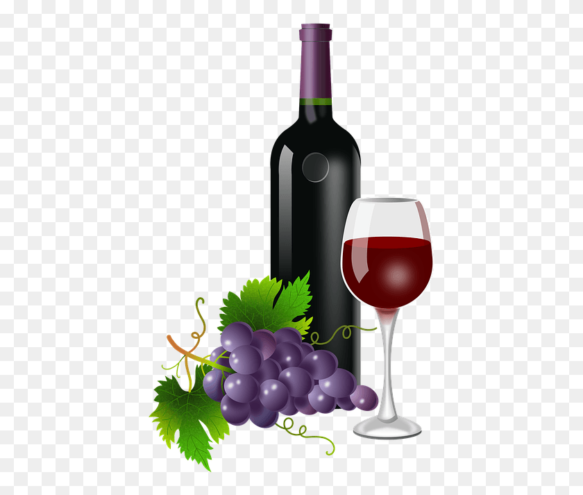 417x653 Grapes Glass Bottle Vine Vineyard Wine Plants Transparent Wine Bottle And Glass, Alcohol, Beverage, Drink HD PNG Download