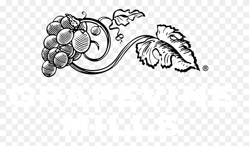 2196x1220 Descargar Png Grapevine Mills Logotipo, Ilustración En Blanco Y Negro, Gráficos, Diseño Floral Hd Png