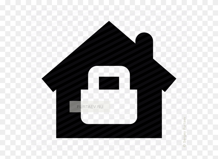 620x553 Graphic Black And White Home Lock Icon Of Closed Over Vector Graphics, Rug, Text, Metropolis HD PNG Download