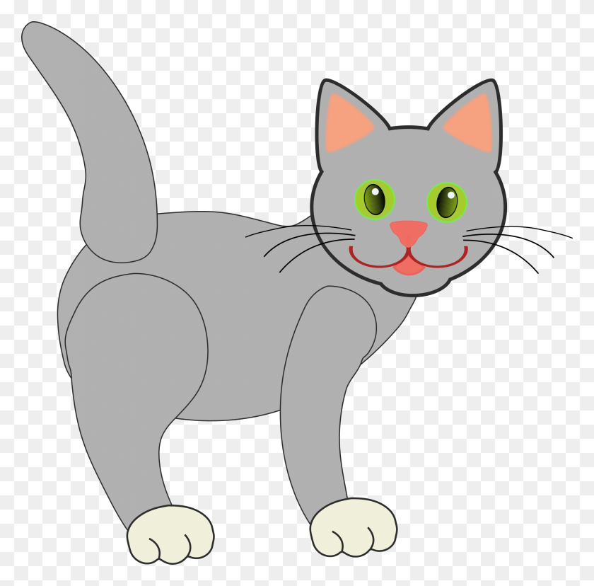 2400x2364 Рисунок Кошки Клипарт Серый Кот, Домашнее Животное, Млекопитающее, Животное Hd Png Скачать