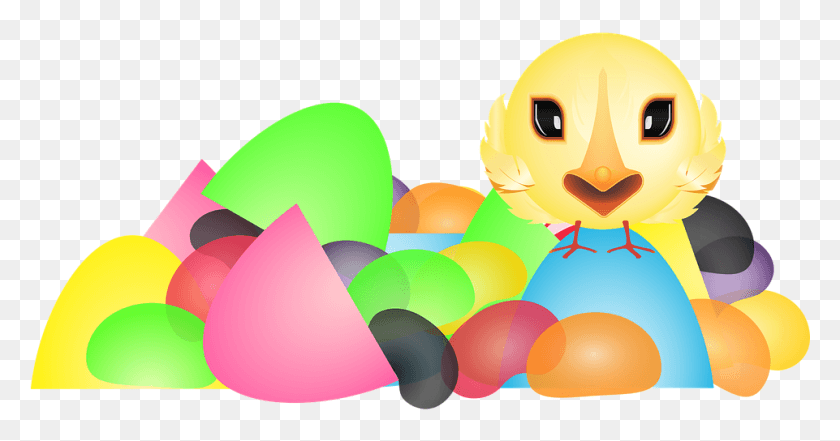 961x470 Graphic Chick Plastic Easter Eggs Plastic Eggs Cartoon, Balloon, Ball, Food HD PNG Download