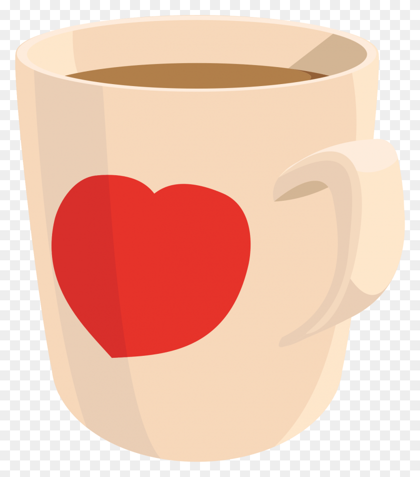 1379x1579 Graphic Free Library Big Image Coffee Mug With Heart Clipart, Coffee Cup, Cup, Tape HD PNG Download