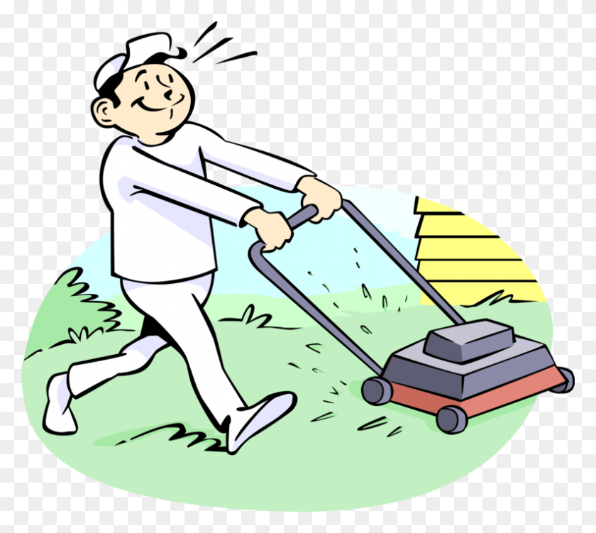 790x700 Graphic Freeuse Lawn Care Worker Cuts The Mowing Lawn Clip Art, Lawn Mower, Tool, Cleaning HD PNG Download