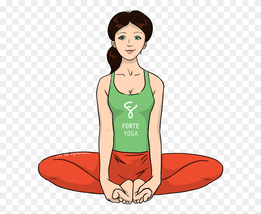 598x629 Graphic Freeuse Library Bound Angle Yoga Forte Bound Angle Pose Cartoon, Person, Human, Fitness HD PNG Download