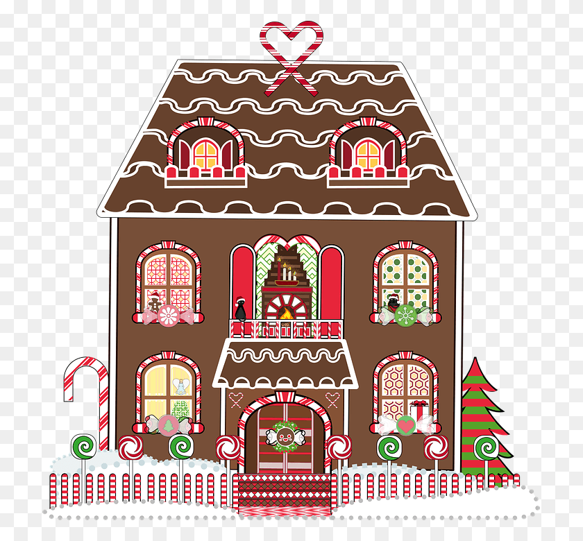 717x720 Graphic Gingerbread House Gingerbread Christmas Casa De Gengibre, Cookie, Food, Biscuit HD PNG Download