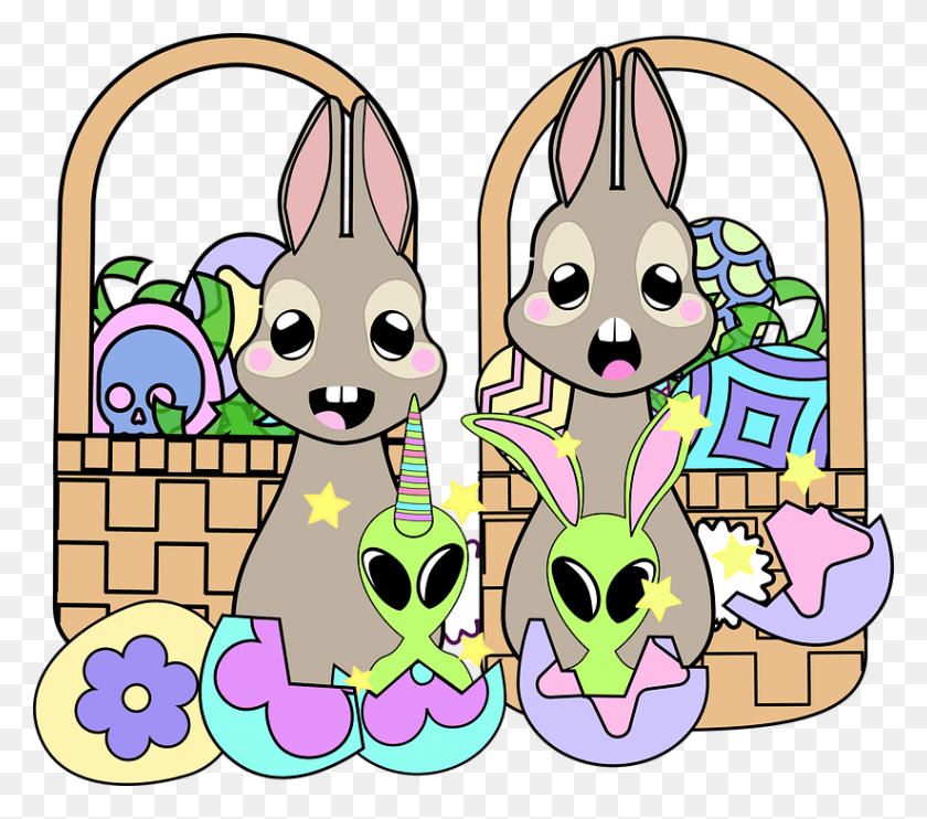 823x720 Graphic Kawaii Bunnies Kawaii Bunnies Bunny Easter Cartoon, Graphics, Parade HD PNG Download