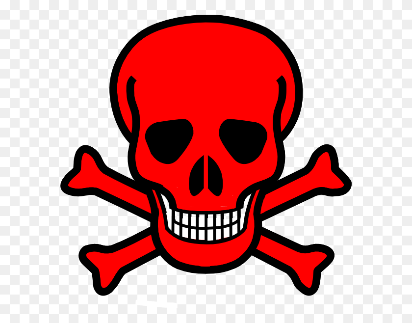 594x598 Graphic Library Red Skull Clip Art At Clker Red Skull And Bones, Label, Text, Symbol HD PNG Download