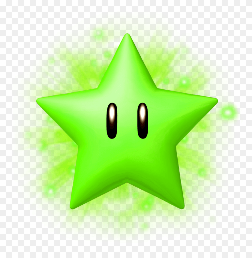 901x925 Graphic Mario Star Clipart Super Mario Green Star, Toy, Star Symbol, Symbol HD PNG Download