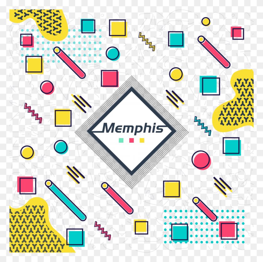 2000x2000 Graphic Memphis Art Wrapping Paper Available Vector Graphic Design, Pac Man, Poster, Advertisement HD PNG Download