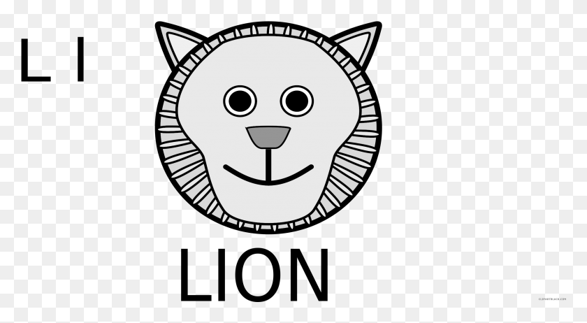2463x1271 Graphic Stock Lion Face Black And White Clipart Lion Face Clip Art, Label, Text, Sticker HD PNG Download