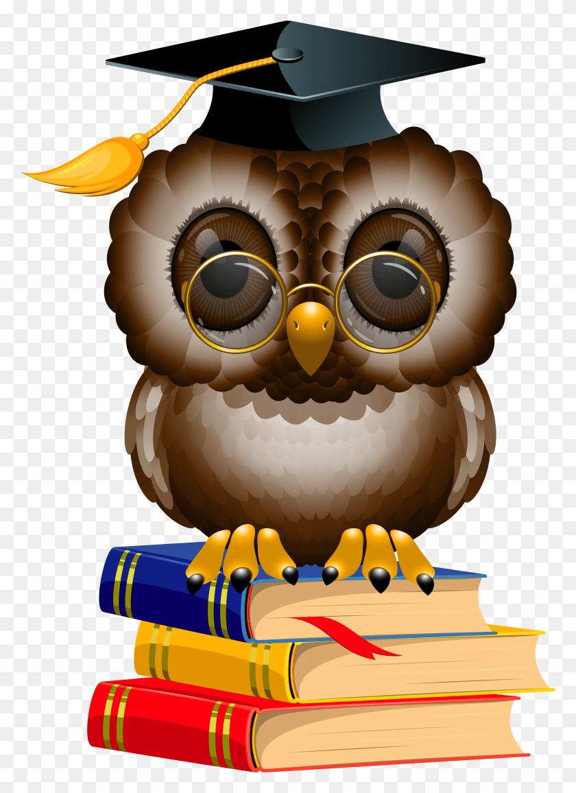 4300x6046 Graphic Transparent Owl With School Books And Cap Buhos De Graduacion, Animal, Bird, Photography HD PNG Download