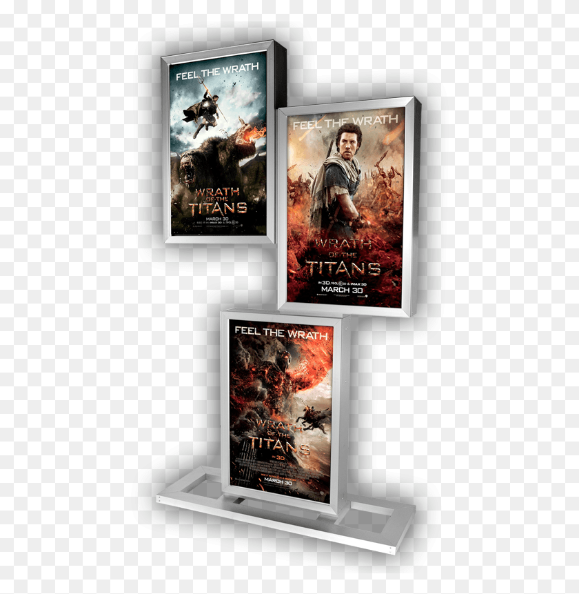 467x801 Graphic Triplex Freestanding Frame Wrath Of The Titans Poster, Advertisement, Person, Human HD PNG Download