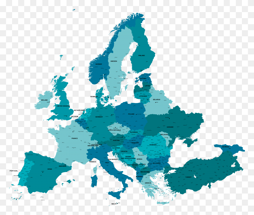 6018x5028 Графическая Векторная Карта Европы Карта Европы С Выделенной Испанией, Участок, Диаграмма, Атлас Hd Png Скачать