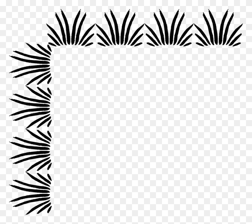 958x843 Grass Clipart Corner Grass Border Clipart Black And White, Gray, World Of Warcraft HD PNG Download