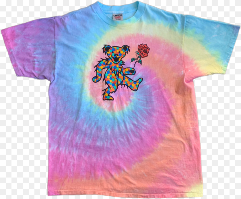Grateful Dead Bear Rose Tie Dye Tshirt U2014 Animals, Clothing, T-shirt, Person, Baby Sticker PNG