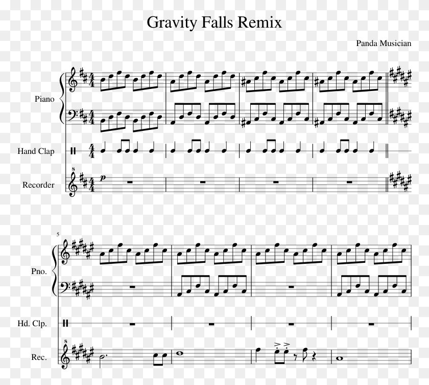 773x693 Gravity Falls Remix Sheet Music Composed By Panda Musician Sheet Music, Gray, World Of Warcraft HD PNG Download