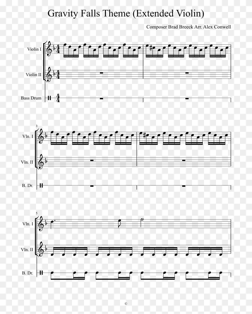 703x988 Gravity Falls Theme Sheet Music Composed By Composer Gravity Falls Partitura Violin, Gray, World Of Warcraft HD PNG Download
